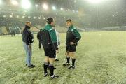 20 February 2010; Referee Barry Kelly inspects the pitch before delaying the start of the match. Allianz GAA Hurling National League, Division 1 Round 1, Tipperary v Kilkenny. Semple Stadium, Thurles, Co. Tipperary. Picture credit: Brendan Moran / SPORTSFILE