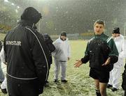 20 February 2010; Referee Barry Kelly, right, with Kilkenny manager Brian Cody while inspecting the pitch amid falling snow before the game was called off. Allianz GAA Hurling National League, Division 1 Round 1, Tipperary v Kilkenny, Semple Stadium, Thurles, Co. Tipperary. Picture credit: Brendan Moran / SPORTSFILE