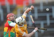 21 February 2010; Liam Watson, Antrim, in action against Richard Coady, Carlow. Allianz GAA Hurling National League Division 2 Round 1, Antrim v Carlow, Casement Park, Belfast. Picture credit: Oliver McVeigh / SPORTSFILE