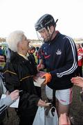 21 February 2010; Anne Cooke, Na Pairsaigh, Cork, with Donal Og Cusack after the game. Allianz GAA Hurling National League Division 1 Round 1, Cork v Offaly. Pairc Ui Chaoimh, Cork. Picture credit: Ray McManus / SPORTSFILE