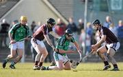 21 February 2010; Anthony Owens, Limerick, in action against Aongus Callanan and Tony Og Regan, right, Galway. Allianz GAA Hurling National League, Division 1 Round 1, Limerick v Galway, John Fitzgerald Park, Kilmallock, Co. Limerick. Picture credit: Brendan Moran / SPORTSFILE