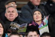21 February 2010; Uachtarán CLG Criostóir Ó Cuana and his wife Anne Cooney watch the game. Allianz GAA Hurling National League Division 1 Round 1, Cork v Offaly. Pairc Ui Chaoimh, Cork. Picture credit: Ray McManus / SPORTSFILE