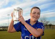 21 February 2010; WIT captain Ursula Jacob with the Ashbourne Cup following victory over UCC. Ashbourne Cup Final Waterford Institute of Technology v University College Cork. Cork Institute of Technology, Cork. Picture credit: Stephen McCarthy / SPORTSFILE