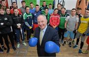 9 March 2016; Michael Ring, T.D., Minister of State for Tourism & Sport, visited Irish boxers at the IABA High Performance Squad before a training session to mark 150 days to go to the Rio 2016 Olympic Games. National Boxing Stadium, Dublin. Picture credit: Cody Glenn / SPORTSFILE