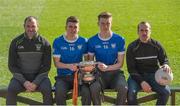 9 March 2016; In attendance at the Masita Post Primary School Championships Launch are, from left, Masita Ambassador Steven McDonnell, Tommy Kinsella and Adam McDermott, Dunshaughlin CC, and Stephen Reddy, Masita. Croke Park, Dublin. Picture credit: Piaras Ó Mídheach / SPORTSFILE