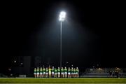 9 March 2016; The Kerry team during the national anthem. EirGrid Munster GAA Football U21 Championship, Quarter-Final, Kerry v Tipperary. Austin Stack Park, Tralee, Co. Kerry. Picture credit: Stephen McCarthy / SPORTSFILE
