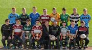 9 March 2016; In attendance at the Masita Post Primary School Championships Launch are back row, from left,  Kevin Banks, Summerhill College, Callum Pearson, St Benildus College, Tommy Kinsella, Dunshaughlin CC, Noel Fogarty, Our Lady's SS Templemore, John Daly, Holy Rosary, Mount Bellew, Daniel O'Brien, Tommy Walsh, St Kieran's College and Seán Power, Summerhill College. Front row, from left, Michael Cody, St Kieran's College, Joe Kelly, Presentation College Athenry, David Doheny, Coláiste Mhuire, Evan Niland, Presentation College Athenry, Des Smith, Masita, Masita Ambassador Steven McDonnell, Tommy Lowry, Abbey CBS, Adam McDermott, Dunshaughlin CC, James Foley. Croke Park, Dublin. Picture credit: Piaras Ó Mídheach / SPORTSFILE