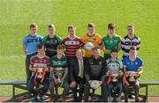 9 March 2016; In attendance at the Masita Post Primary School Championships Launch are back row, from left,  Kevin Banks, Summerhill College, Callum Pearson, St Benildus College, Noel Fogarty, Our Lady's CC Templemore, John Daly, Holy Rosary Mount Bellew, Daniel O'Brien, St Brendan's College, Tommy Walsh, St Kieran's College. Front row, from left, Joe Kelly, Presentation College Athenry, David Doheny, Coláiste Mhuire, Des Smith, Masita, Masita Ambassado Steven McDonnell, Tommy Lowry, Abbey CBS, Adam McDermott, Dunshaughlin CC. Croke Park, Dublin. Picture credit: Piaras Ó Mídheach / SPORTSFILE