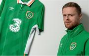 10 March 2016; Irish soccer legend Damien Duff was on hand to celebrate the new Republic of Ireland jersey going on sale at Life Style Sports. The brand announced that it will be supporting Irish supporters by putting 12 football trips to France up for grabs for anyone who buys their jersey at Life Style Sports from today, 10th March, to 27th May. For further information on how to enter please see www.lifestylesports.com/greenticket. Life Style Sports, Grafton Street, Dublin. Picture credit: Brendan Moran / SPORTSFILE