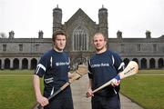 22 February 2010; The Ulster Bank Fitzgibbon Cup, the highlight of the Higher Education hurling season, was officially launched today at the host venue NUI Galway by GAA stars Finian Coone, left, Galway, and Domhnall O'Donovan, Clare. The Ulster Bank Fitzgibbon Cup Final will be held in Pearse Stadium, Galway, on Saturday March 6th. National University of Ireland, Galway. Picture credit: David Maher / SPORTSFILE