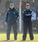 21 February 2010; Limerick manager Justin McCarthy, left, with selector John Tuohy. Allianz GAA Hurling National League, Division 1 Round 1, Limerick v Galway, John Fitzgerald Park, Kilmallock, Co. Limerick. Picture credit: Brendan Moran / SPORTSFILE