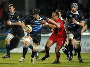 20 February 2010; Sean O'Brien, Leinster, is tackled by Deacon Manu, Scarlets. Celtic League, Leinster v Scarlets. RDS, Dublin. Picture credit: Stephen McMahon / SPORTSFILE