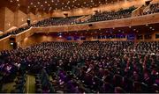 11 March 2016; A general view of the 10th Annual Terenure College ‘Leaders On Our Level’ at the Convention Centre. The event, completely organised by the transition year students of Terenure College in Dublin, saw a series of speakers inspire and motivate the 2000 students in attendance. Special guests included adventurer Mark Pollock, musician and author Bressie, ex Ireland Women’s Rugby Captain Fiona Coghlan, Kerry footballing Legend Colm Cooper, Fiona Carey, Director of Operations, Microsoft, sports psychologist Enda McNulty, Michael Carey, Chairman, Bord Bia, Donna Reilly, HR Business Partner, AIB, Fr. Peter McVerry and Bernard Byrne, Chief Executive, AIB. Convention Centre, Dublin.  Picture credit: Ramsey Cardy / SPORTSFILE