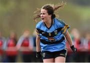 11 March 2016; Nicola Ward, University College Dublin, celebrates after scoring her side's third goal. O'Connor Cup Semi-Final - University College Cork v University College Dublin. John Mitchels GAA Club, Tralee, Co. Kerry.  Picture credit: Brendan Moran / SPORTSFILE