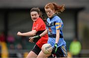11 March 2016; Deirdre Foley, University College Dublin, in action against Hannah Looney, University College Cork. O'Connor Cup Semi-Final - University College Cork v University College Dublin. John Mitchels GAA Club, Tralee, Co. Kerry.  Picture credit: Brendan Moran / SPORTSFILE