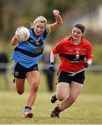 11 March 2016; Meghan Glynn, University College Dublin, in action against Marie Ambrose, University College Cork. O'Connor Cup Semi-Final - University College Cork v University College Dublin. John Mitchels GAA Club, Tralee, Co. Kerry.  Picture credit: Brendan Moran / SPORTSFILE