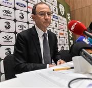 11 March 2016; Republic of Ireland manager Martin O'Neill during a squad announcment. Republic of Ireland Squad Announcement. FAI National Training Centre, National Sports Campus, Abbotstown, Dublin. Picture credit: David Maher / SPORTSFILE