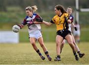 11 March 2016; Jennifer Grant, University of Limerick, in action against Lorraine O'Shea, Dublin City University. O'Connor Cup Semi-Final - University of Limerick v Dublin City University. John Mitchels GAA Club, Tralee, Co. Kerry.  Picture credit: Brendan Moran / SPORTSFILE