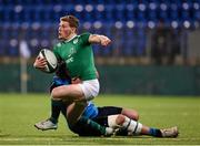11 March 2016; John Poland, Ireland, is tackled by Marco Manfredi, Italy. Electric Ireland U20 Six Nations Rugby Championship, Ireland v Italy. Donnybrook Stadium, Donnybrook, Dublin.  Picture credit: Stephen McCarthy / SPORTSFILE