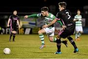 11 March 2016; Brandon Miele, Shamrock Rovers, in action against Ryan Delaney, Wexford Youths. SSE Airtricity League Premier Division, Shamrock Rovers v Wexford Youths. Tallaght Stadium, Tallaght, Co. Dublin.  Picture credit: David Maher / SPORTSFILE