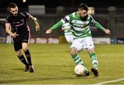 11 March 2016; Gavin Brennan, Shamrock Rovers, in action against Aiden Friel, Wexford Youths. SSE Airtricity League Premier Division, Shamrock Rovers v Wexford Youths. Tallaght Stadium, Tallaght, Co. Dublin.  Picture credit: David Maher / SPORTSFILE