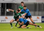 11 March 2016; John Poland, Ireland, is tackled by Roberto Dal Zilio, Italy Electric Ireland U20 Six Nations Rugby Championship, Ireland v Italy. Donnybrook Stadium, Donnybrook, Dublin.  Picture credit: Piaras Ó Mídheach / SPORTSFILE
