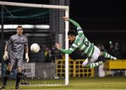 11 March 2016; Max Blanchard, Shamrock Rovers, narrowly misses a header on goal. SSE Airtricity League Premier Division, Shamrock Rovers v Wexford Youths. Tallaght Stadium, Tallaght, Co. Dublin.  Picture credit: David Maher / SPORTSFILE