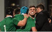 11 March 2016; Shane Daly, centre, Ireland, celebrates scoring his sides first try. Electric Ireland U20 Six Nations Rugby Championship, Ireland v Italy. Donnybrook Stadium, Donnybrook, Dublin.  Picture credit: Piaras Ó Mídheach / SPORTSFILE