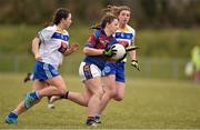 12 March 2016; Eva O'Dea, University of Limerick, in action against Meaghan Dunne, left, and Niamh McGettigan, Dublin Institute of Technology. Lynch Cup Final 2016, University of Limerick v Dublin Institute of Technology. John Mitchels GAA Club, Tralee, Co. Kerry. Picture credit: Brendan Moran / SPORTSFILE