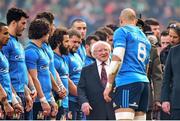 12 March 2016; Italy captain Sergio Parisse meets the President of Ireland Michael D. Higgins ahead of the game. RBS Six Nations Rugby Championship, Ireland v Italy. Aviva Stadium, Lansdowne Road, Dublin. Picture credit: Ramsey Cardy / SPORTSFILE