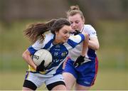 12 March 2016; Niamh Kelly, St Patrick's College, in action against Caroline Hickey, Mary Immaculate College Limerick. Giles Cup Final 2016, St Patrick's College, Drumcondra, v Mary Immaculate College, Limerick. John Mitchels GAA Club, Tralee, Co. Kerry. Picture credit: Brendan Moran / SPORTSFILE