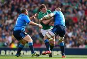 12 March 2016; Donnacha Ryan, Ireland, is tackled by Andrea Lovotti, left, and Sergio Parisse, Italy. RBS Six Nations Rugby Championship, Ireland v Italy. Aviva Stadium, Lansdowne Road, Dublin. Picture credit: Ramsey Cardy / SPORTSFILE