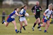 12 March 2016; Aoife D'Arcy, St Patrick's College, in action against Leann Walsh, Mary Immaculate College Limerick. Giles Cup Final 2016, St Patrick's College, Drumcondra v Mary Immaculate College, Limerick. John Mitchels GAA Club, Tralee, Co. Kerry. Picture credit: Brendan Moran / SPORTSFILE