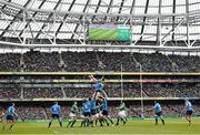 12 March 2016; Ireland's Devin Toner wins possession in a lineout ahead of Sergio Parisse, Italy. RBS Six Nations Rugby Championship, Ireland v Italy. Aviva Stadium, Lansdowne Road, Dublin. Picture credit: Stephen McCarthy / SPORTSFILE