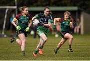 12 March 2016; Gillian Keenan, Scoil Chríost Rí, Portlaoise, in action against Megan McCann and Anna Murphy, St Ronan's College Lurgan, Armagh. Lidl All Ireland Junior A Post Primary Schools Championship Final 2016, Scoil Chríost Rí, Portaoise, v St Ronan's College Lurgan, Armagh. Park Oliver Plunketts, Drogheda, Co. Louth. Picture credit: Oliver McVeigh / SPORTSFILE