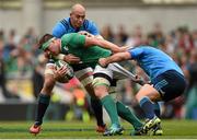 12 March 2016; CJ Stander, Ireland, is tackled by Sergio Parisse, left, and Davide Giazzon, Italy. RBS Six Nations Rugby Championship, Ireland v Italy. Aviva Stadium, Lansdowne Road, Dublin. Picture credit: Cody Glenn / SPORTSFILE