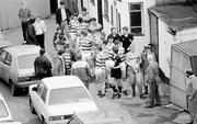 12 April 1987; The Shamrock Rovers team leave the dressing rooms before the final match to be played at the venue. Shamrock Rovers v Sligo Rovers, League of Ireland, First Division, Glenmalure Park, Milltown, Dublin. Picture credit: Ray McManus / SPORTSFILE