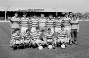 12 April 1987; The Shamrock Rovers team. Back row, from left to right, Johnny Glynn, Peter Eccles, Kevin Brady, Jodi Byrne, Dermot Keely, player-manager, Mick Byrne, Brendan Murphy. Front row, from left to right, Harry Kenny, Keith Duignam, Mick Neville, Pat Byrne, captain, and Noel Larkin before the final match to be played at the venue. Shamrock Rovers v Sligo Rovers, League of Ireland, First Division, Glenmalure Park, Milltown, Dublin. Picture credit: Ray McManus / SPORTSFILE