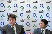 25 February 2010; Ireland forwards coach Gert Smal, left, and defence coach Les Kiss during a rugby squad press conference ahead of their RBS Six Nations Rugby Championship match against England on Saturday. Fitzpatrick's Castle Hotel, Killiney, Co. Dublin. Picture credit: Pat Murphy / SPORTSFILE