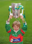 26 February 2010; GAA Star of the future Sean McHugh, eleven years, from the Naomh Barróg GAA Club, Kilbarrack, Dublin, with the Liam MacCarthy Cup at the announcement of a new partnership with Centra and its 558 retail partners. Centra have been confirmed as an official sponsor of the GAA Hurling All-Ireland Championship. Croke Park, Dublin. Picture credit: Ray McManus / SPORTSFILE