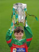 26 February 2010; GAA Stars of the future Cillian Costello, eleven years, from the Naomh Barróg GAA Club, Kilbarrack, Dublin, with the Liam MacCarthy Cup at the announcement of a new partnership with Centra and its 558 retail partners. Centra have been confirmed as an official sponsor of the GAA Hurling All-Ireland Championship. Croke Park, Dublin. Picture credit: Ray McManus / SPORTSFILE