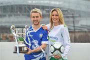 26 February 2010; Liam Kearney, Waterford United, with model Jenny Lee Masterson at the launch of 2010 Airtricity First Division. D4 Berkely Hotel, Ballsbridge, Dublin. Picture credit: David Maher / SPORTSFILE