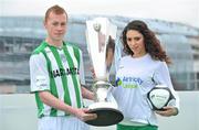 26 February 2010; Chris Shiels, Bray Wanderers, with model Georgia Salpa at the launch of 2010 Airtricity Premier Division. D4 Berkely Hotel, Ballsbridge, Dublin. Picture credit: David Maher / SPORTSFILE