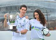 26 February 2010; Patrick Malee, Finn Harps, with model Georgia Salpa at the launch of 2010 Airtricity First Division. D4 Berkely Hotel, Ballsbridge, Dublin. Picture credit: David Maher / SPORTSFILE