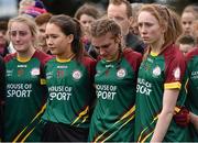 12 March 2016; Dejected players Cait Towe, Niamh McAliskey, Clodgh Robinson and Elisha Donnelly, St Ronan's College Lurgan, Armagh, after the game. Lidl All Ireland Junior A Post Primary Schools Championship Final 2016, Scoil Chríost Rí, Portaoise, v St Ronan's College Lurgan, Armagh. Park Oliver Plunketts, Drogheda, Co. Louth. Picture credit: Oliver McVeigh / SPORTSFILE