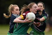 12 March 2016; Elisha Donnelly, St Ronan's College Lurgan, Armagh, in action against Eabha Dunne and Julia Cahill, Scoil Chríost Rí, Portlaoise. Lidl All Ireland Junior A Post Primary Schools Championship Final 2016, Scoil Chríost Rí, Portaoise, v St Ronan's College Lurgan, Armagh. Park Oliver Plunketts, Drogheda, Co. Louth. Picture credit: Oliver McVeigh / SPORTSFILE
