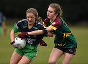 12 March 2016; Aoife Daly, Scoil Chríost Rí, Portlaoise, in action against Clodagh Robinson, St Ronan's College Lurgan, Armagh. Lidl All Ireland Junior A Post Primary Schools Championship Final 2016, Scoil Chríost Rí, Portaoise, v St Ronan's College Lurgan, Armagh. Park Oliver Plunketts, Drogheda, Co. Louth. Picture credit: Oliver McVeigh / SPORTSFILE