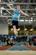 12 March 2016; Joseph Miniter, St Mary's A.C., Co. Clare, competing in the Boys U18 Long Jump. GloHealth Juvenile Indoor Championships. AIT, Athlone, Co. Westmeath. Picture credit: Sam Barnes / SPORTSFILE
