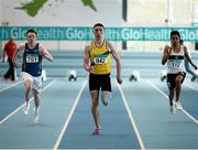 12 March 2016; Aaron Sexton, North Down A.C., in action during the Boys U17 60m heats. GloHealth Juvenile Indoor Championships. AIT, Athlone, Co. Westmeath. Picture credit: Sam Barnes / SPORTSFILE