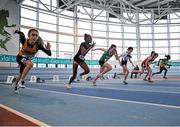 12 March 2016; A general view of the start of the Girls U13 60m heats. GloHealth Juvenile Indoor Championships. AIT, Athlone, Co. Westmeath. Picture credit: Sam Barnes / SPORTSFILE